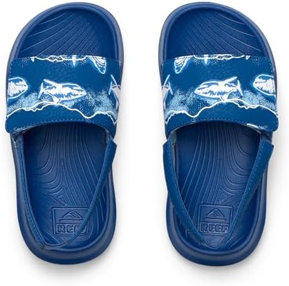 REEF Little Salty Boys Slide Royal Sharks 9 C