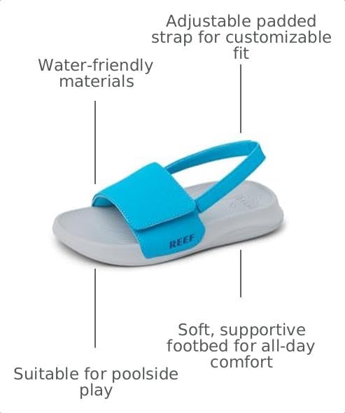 REEF Boys Sandals, ToddlerLittle Kid Salty Slide, GreyBlue, 9