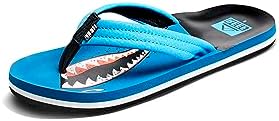 REEF Boys Kids Ahi Beach Flip Flop, Soft Cushion Footbed, Water Friendly Sharky Ocean