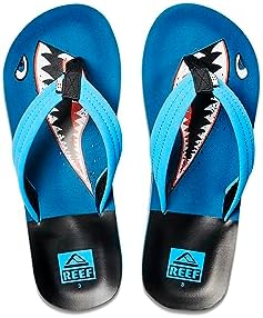 REEF Boys Kids Ahi Beach Flip Flop, Soft Cushion Footbed, Water Friendly Sharky Ocean