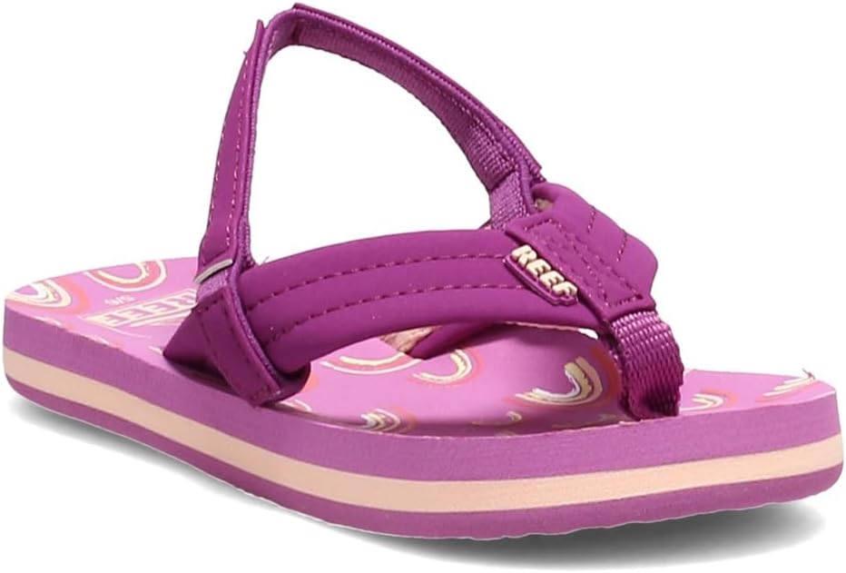 REEF Girls ToddlerLittle Kid Ahi Beach Flip Flop, Soft Cushion Footbed, Water Friendly Purple Rainbow