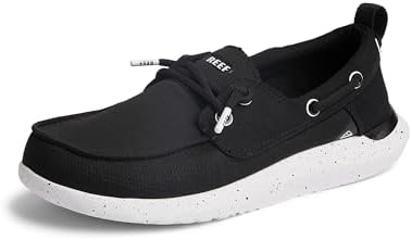 REEF Men's Swellsole Pier Boat Shoes Black Mesh