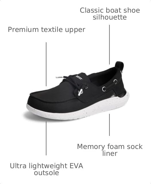 REEF Men's Swellsole Pier Boat Shoes Black Mesh