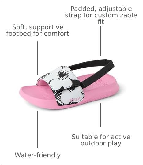 REEF Little Salty Girls Slide Black-Pink 9 C