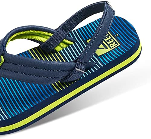 REEF Boys ToddlerLittle Kid Ahi Beach Flip Flop, Soft Cushion Footbed, Water Friendly Aqua Green Stripe
