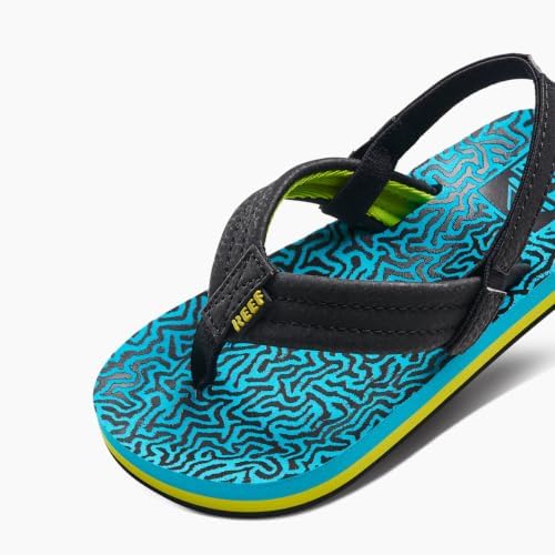 REEF Boys ToddlerLittle Kid Ahi Beach Flip Flop, Soft Cushion Footbed, Water Friendly Blue Coral