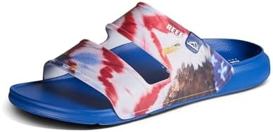 REEF Men's Oasis Double Up Waterproof Slides Red White and Blue