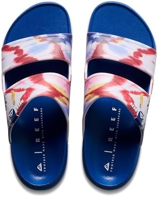 REEF Men's Oasis Double Up Waterproof Slides Red White and Blue