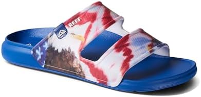 REEF Men's Oasis Double Up Waterproof Slides Red White and Blue