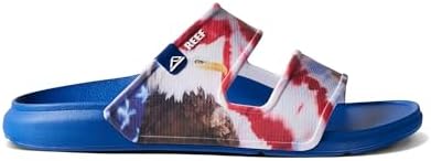 REEF Men's Oasis Double Up Waterproof Slides Red White and Blue
