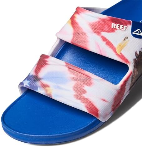 REEF Men's Oasis Double Up Waterproof Slides Red White and Blue