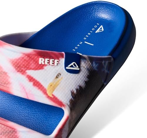 REEF Men's Oasis Double Up Waterproof Slides Red White and Blue
