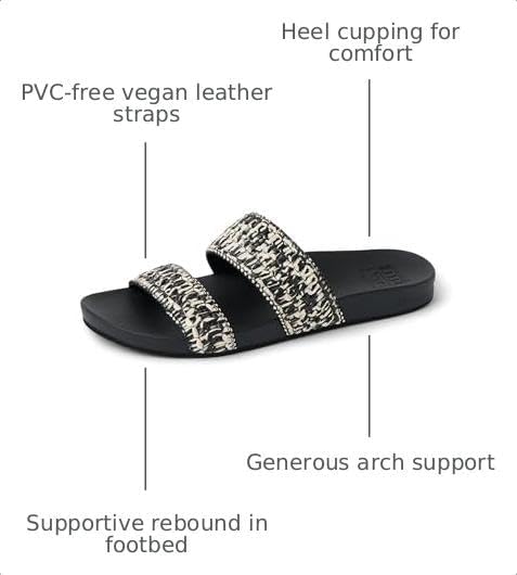REEF Womens Sandals, Cushion Vista Black-white Braid