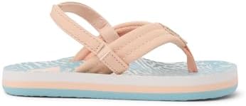 REEF Girls ToddlerLittle Kid Ahi Beach Flip Flop, Soft Cushion Footbed, Water Friendly Peach-blue Animal