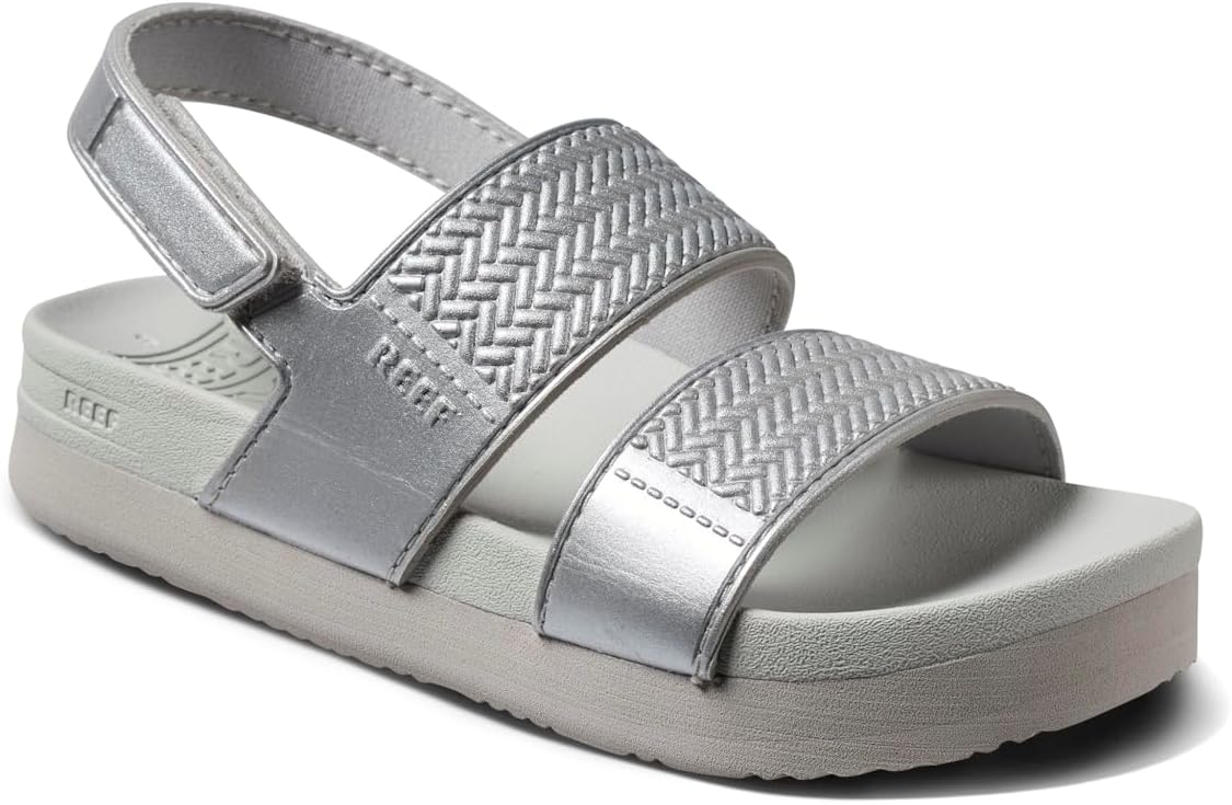 REEF Girls ToddlerLittle Kid Water Vista Platform Sandal, Water Friendly, Adjustable Strap Silver