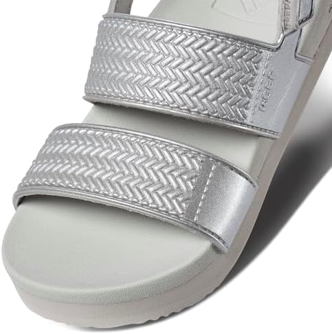 REEF Girls ToddlerLittle Kid Water Vista Platform Sandal, Water Friendly, Adjustable Strap Silver