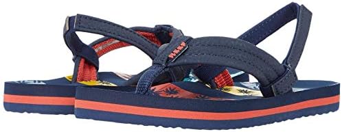 REEF Boys ToddlerLittle Kid Ahi Beach Flip Flop, Soft Cushion Footbed, Water Friendly Navy Palms Stripe