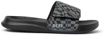 REEF unisex-child Kids Salty Slide Black Swell Checker
