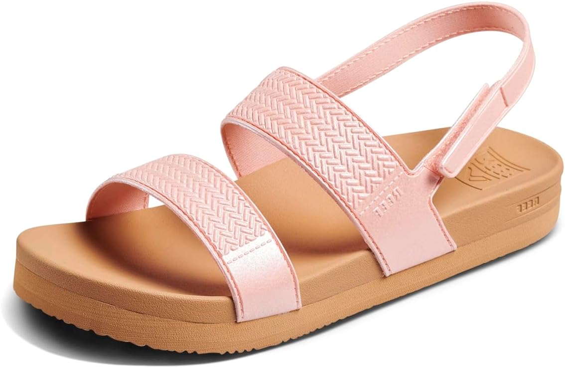 REEF Girls ToddlerLittle Kid Water Vista Platform Sandal, Water Friendly, Adjustable Strap Peach Parfait
