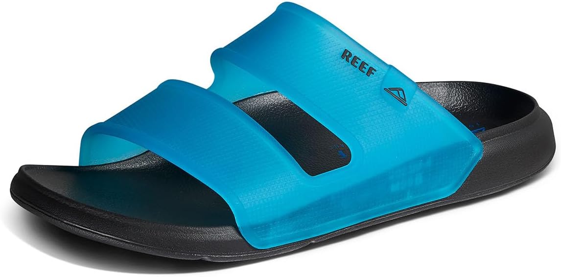 REEF Men's Oasis Double Up Waterproof Slides Translucent Blue
