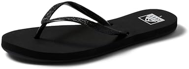 REEF Women's Sandals Stargazer, Glitter Flip Flops for Women With Soft Cushion Footbed BlackBlack