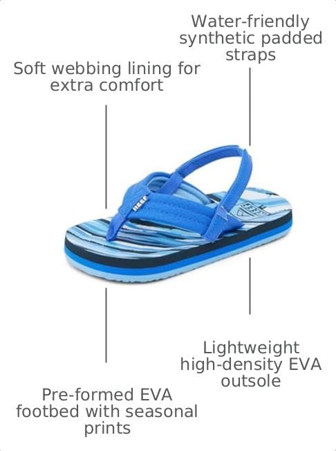REEF Boys ToddlerLittle Kid Ahi Beach Flip Flop, Soft Cushion Footbed, Water Friendly Royal Stripe