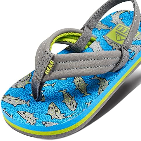 REEF Boys ToddlerLittle Kid Ahi Beach Flip Flop, Soft Cushion Footbed, Water Friendly Sharky Lime