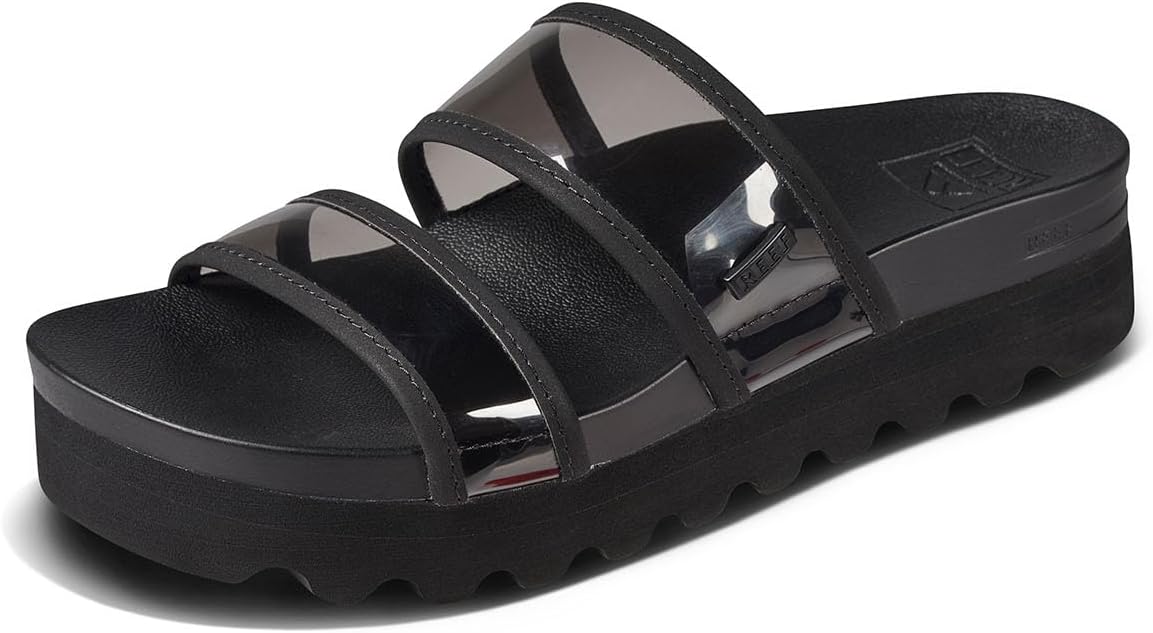 REEF Women's Vista Hi Energy Slide Sandal Black Transparent