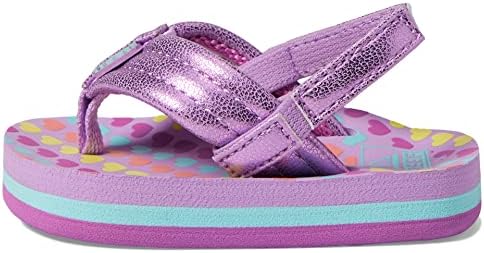 REEF Girls ToddlerLittle Kid Ahi Beach Flip Flop, Soft Cushion Footbed, Water Friendly Lavender Hearts