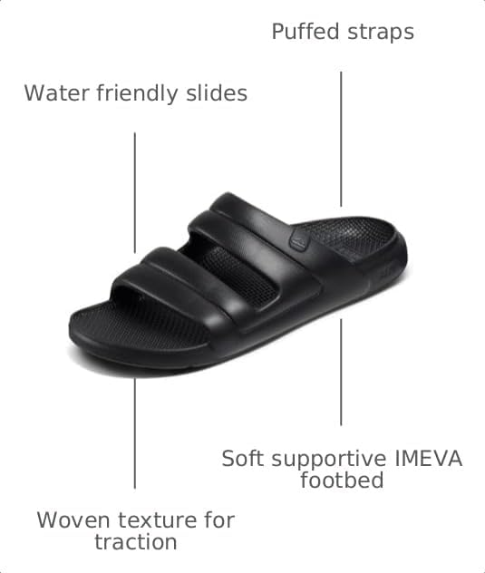REEF Mens Sandals, Oasis Two-Bar Black