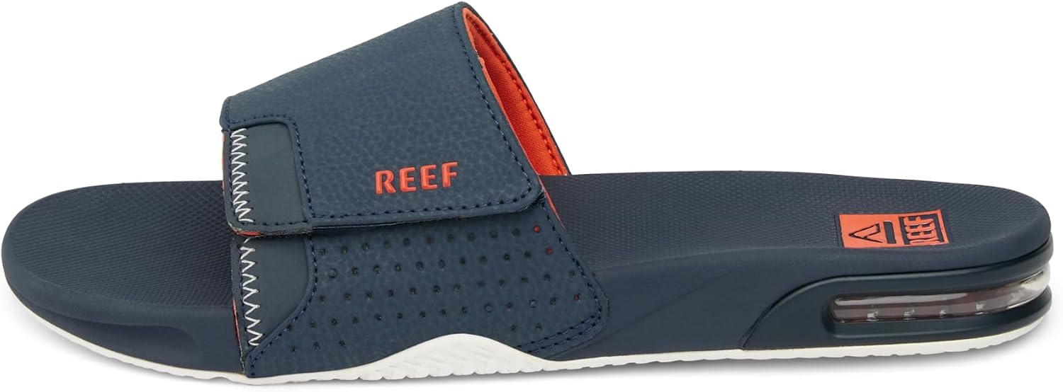 REEF Mens Fanning Slide | Bottle Opener Sandal NavyOrangeWhite