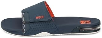 REEF Mens Fanning Slide | Bottle Opener Sandal NavyOrangeWhite