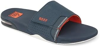 REEF Mens Fanning Slide | Bottle Opener Sandal NavyOrangeWhite