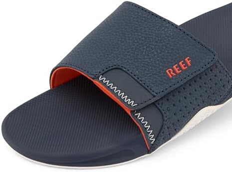 REEF Mens Fanning Slide | Bottle Opener Sandal NavyOrangeWhite
