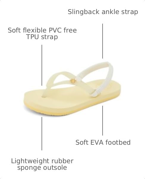 Reef Girls' Little Charming Backstrap Flip Flop Sandals Pale Banana