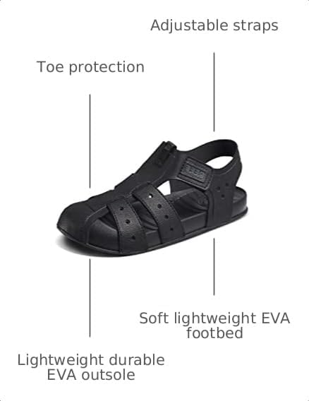 REEF Kids' Water Beachy Fisherman Sandals Black