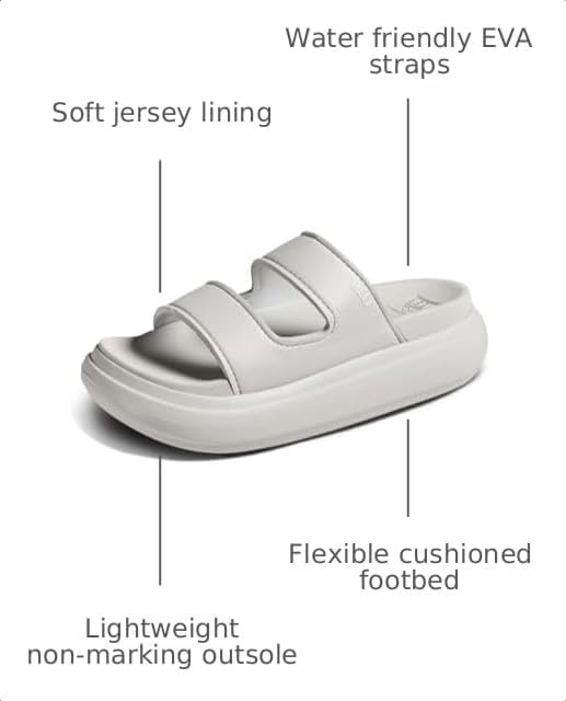 REEF Cushion Bondi 2 Bar Women's Slide Sandal, Lightweight and Supportive Footbed, Water Friendly Fog
