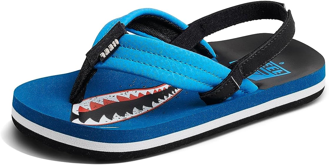REEF Boys ToddlerLittle Kid Ahi Beach Flip Flop, Soft Cushion Footbed, Water Friendly Sharky Ocean