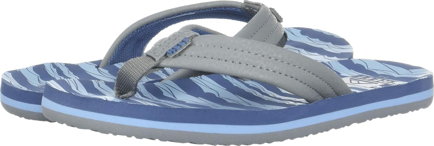 REEF Boys Kids Ahi Beach Flip Flop, Soft Cushion Footbed, Water Friendly Blue Grey Ocean