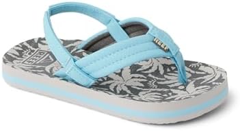 REEF Boys ToddlerLittle Kid Ahi Beach Flip Flop, Soft Cushion Footbed, Water Friendly Light Blue Palm