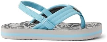 REEF Boys ToddlerLittle Kid Ahi Beach Flip Flop, Soft Cushion Footbed, Water Friendly Light Blue Palm