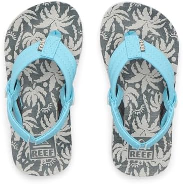 REEF Boys ToddlerLittle Kid Ahi Beach Flip Flop, Soft Cushion Footbed, Water Friendly Light Blue Palm