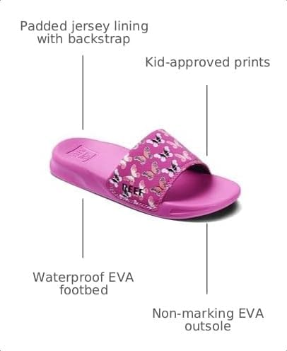 Reef Girls Kids One Slide Sandal Orchid Butterfly