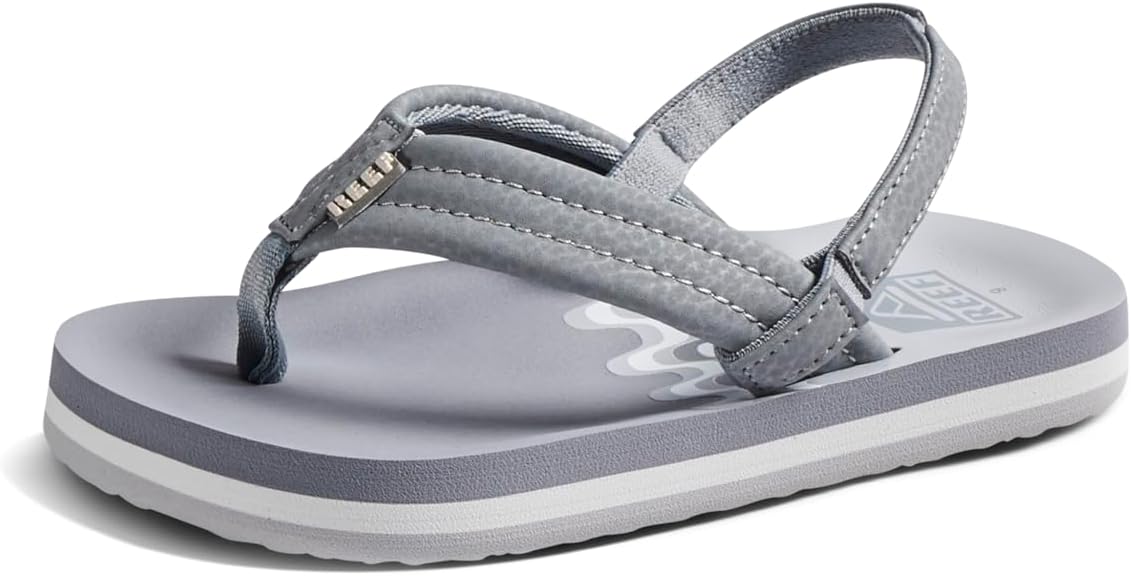 REEF Boys ToddlerLittle Kid Ahi Beach Flip Flop, Soft Cushion Footbed, Water Friendly Groovy Grey