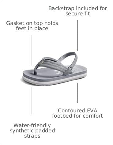 REEF Boys ToddlerLittle Kid Ahi Beach Flip Flop, Soft Cushion Footbed, Water Friendly Groovy Grey
