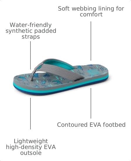 REEF Boys Kids Ahi Beach Flip Flop, Soft Cushion Footbed, Water Friendly GreyStingray
