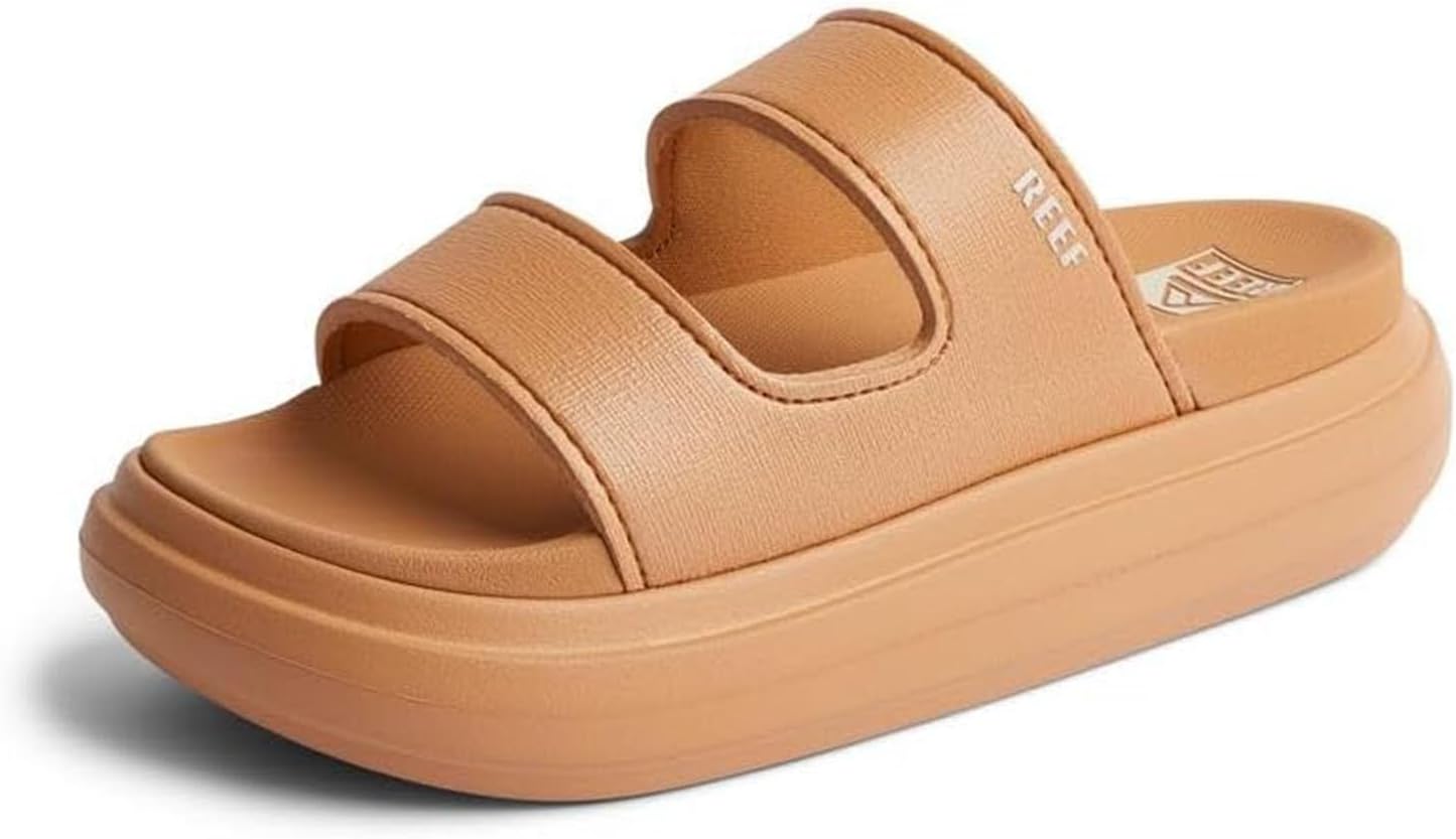 REEF Cushion Bondi 2 Bar Women's Slide Sandal, Lightweight and Supportive Footbed, Water Friendly Natural