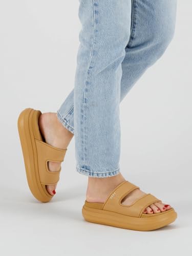 REEF Cushion Bondi 2 Bar Women's Slide Sandal, Lightweight and Supportive Footbed, Water Friendly Natural