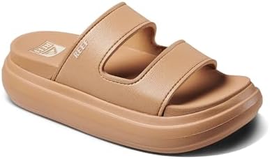 REEF Cushion Bondi 2 Bar Women's Slide Sandal, Lightweight and Supportive Footbed, Water Friendly Natural