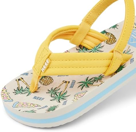 REEF Boys ToddlerLittle Kid Ahi Beach Flip Flop, Soft Cushion Footbed, Water Friendly Hawaiian Pizza